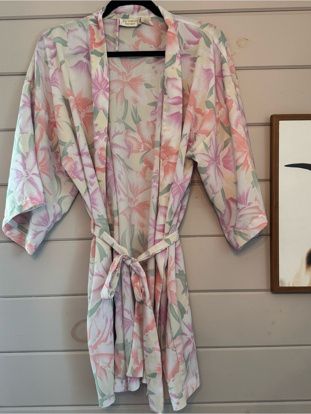 Victoria's Secret 80’s Vintage Gold Label Pastel Floral Kimono Robe